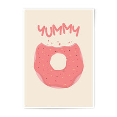 Yummy Donut Photographic Print, Foodie Art, Kitchen Decor, Pink Donut, Doughnut Wall Art, Dessert Print, Cafe Decoration, Sweet Treat - Tawshia