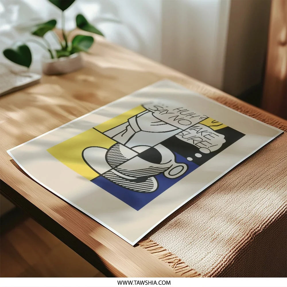 Lichtenstein Photographic Print, Pop Art Print, Comic Art, Kitchen Art Print, Coffee Cup Art, Modern Art, Living Room Art - Tawshia
