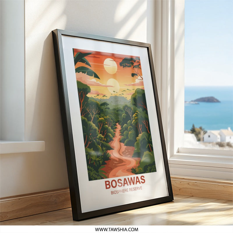 Bosawas Biosphere Reserve Wall Art, Jungle Landscape Print, Sunset Forest Decor, Nature Illustration, Modern Home Art, Tropical Forest - Tawshia
