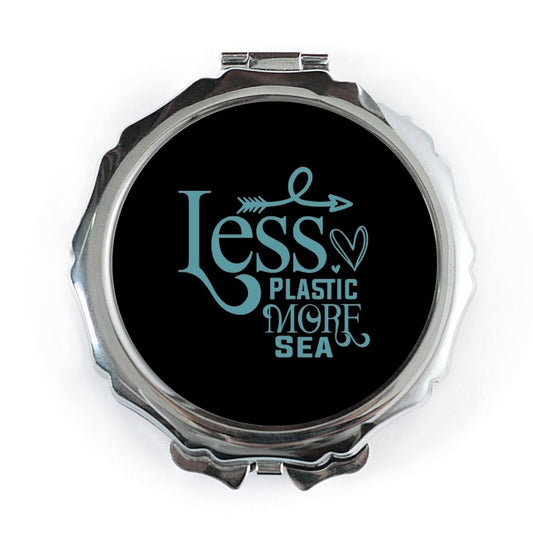 Less Plastic More Sea Pocket Mirror, Ocean Lover Gift, Eco Friendly Present, Environmental Advocate, Save the Ocean, Travel Mirror - Tawshia