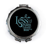 Less Plastic More Sea Pocket Mirror, Ocean Lover Gift, Eco Friendly Present, Environmental Advocate, Save the Ocean, Travel Mirror - Tawshia