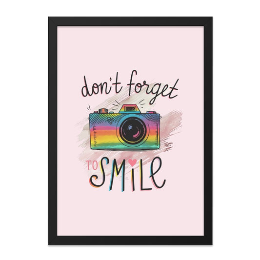 Dont Forget to Smile Framed Wall Art, Camera Rainbow Art, Inspirational Quote Art, Positive Affirmation Decor, Photography Gift - Tawshia