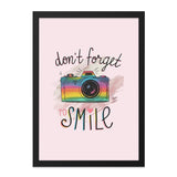Dont Forget to Smile Framed Wall Art, Camera Rainbow Art, Inspirational Quote Art, Positive Affirmation Decor, Photography Gift - Tawshia
