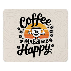 Coffee Makes Me Happy Mouse Pad, Cute Coffee Lover Gift, Office Desk Decor, Funny Coffee Quote Mousepad, Work From Home Essential - Tawshia