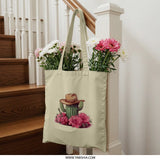Cactus Tote Bag, Cowboy Hat, Floral Tote, Desert Tote Bag, Western Tote Bag, Cute Tote Bag, Shopping Bag, Gift for Her, Everyday Bag - Tawshia