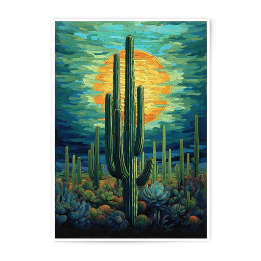 Desert Cactus Photographic Print, Southwestern Art, Sunset Landscape, Saguaro Cactus, Desert Decor, Wall Art Print, Home Decor - Tawshia