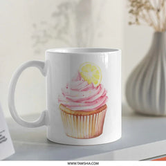 Lemon Cupcake Mug, Foodie Gift, Sweet Treat Mug, Baking Lover Gift, Cute Cupcake Coffee Mug, Dessert Mug - Tawshia