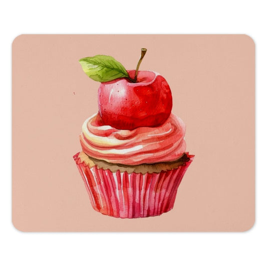 Watercolor Cupcake Mouse Pad, Red Apple Dessert Computer Accessory, Cute Desk Decor, Gamer Mousepad, Office Gift Idea, Art Mousepad - Tawshia