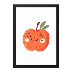 Cute Apple Wall Art, Fruit Print, Kids Room Decor, Playroom Art, Smiling Apple Poster, Playful Wall Decor, Nursery Art, Kitchen Wall Art - Tawshia