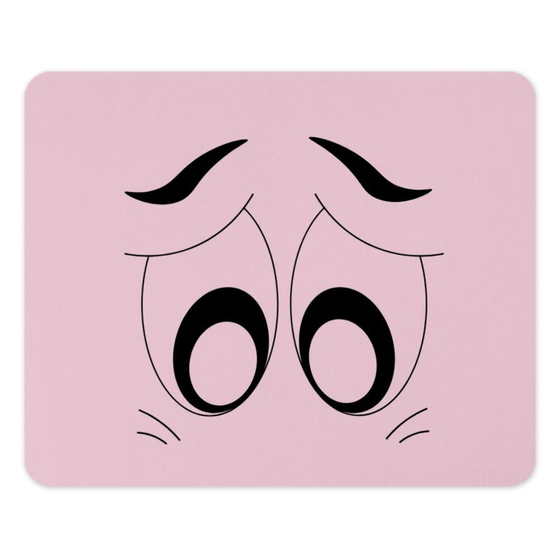 Cartoon Eyes Mouse Pad, Funny Sad Eyes, Pink Computer Accessory, Cute Desk Decor, Office Gift, Gamer Gift, Unique Mousepad - Tawshia