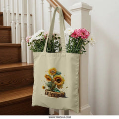 Sunflower Tote Bag, Floral Design, Watercolor Flowers, Cute Tote, Everyday Bag, Gift Idea, Stylish Tote Bag, Shopping Bag - Tawshia