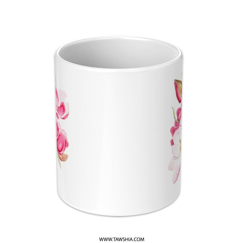 Floral Mug, Magnolia Mug, Flower Coffee Cup, Botanical Mug, Unique Mug, Gift Idea, Decorative Mug, Tea Mug, Stylish Mug, Trending Mug - Tawshia