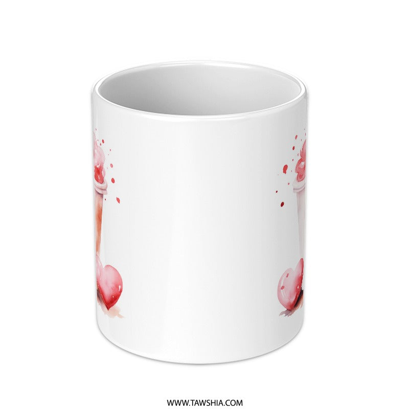 Watercolor Love Latte Mug, Coffee Mug, Valentine Gift Mug, Romantic Mug, Heart Mug, Drinkware, Cozy Mug, Gift for Her, Gifts for Him - Tawshia