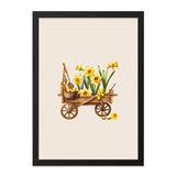 Daffodil Wall Art, Flower Cart Print, Spring Decor, Garden Tools, Botanical Illustration, Rustic Wall Decor, Floral Art, Gift for Gardener - Tawshia