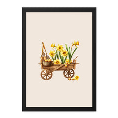 Daffodil Wall Art, Flower Cart Print, Spring Decor, Garden Tools, Botanical Illustration, Rustic Wall Decor, Floral Art, Gift for Gardener - Tawshia