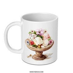 Ice Cream Floral Mug, Dessert Lover Gift, Sweet Treats Coffee Mug, Whimsical Kitchen Decor, Foodie Mug, Birthday Present, Hot Cocoa Cup - Tawshia