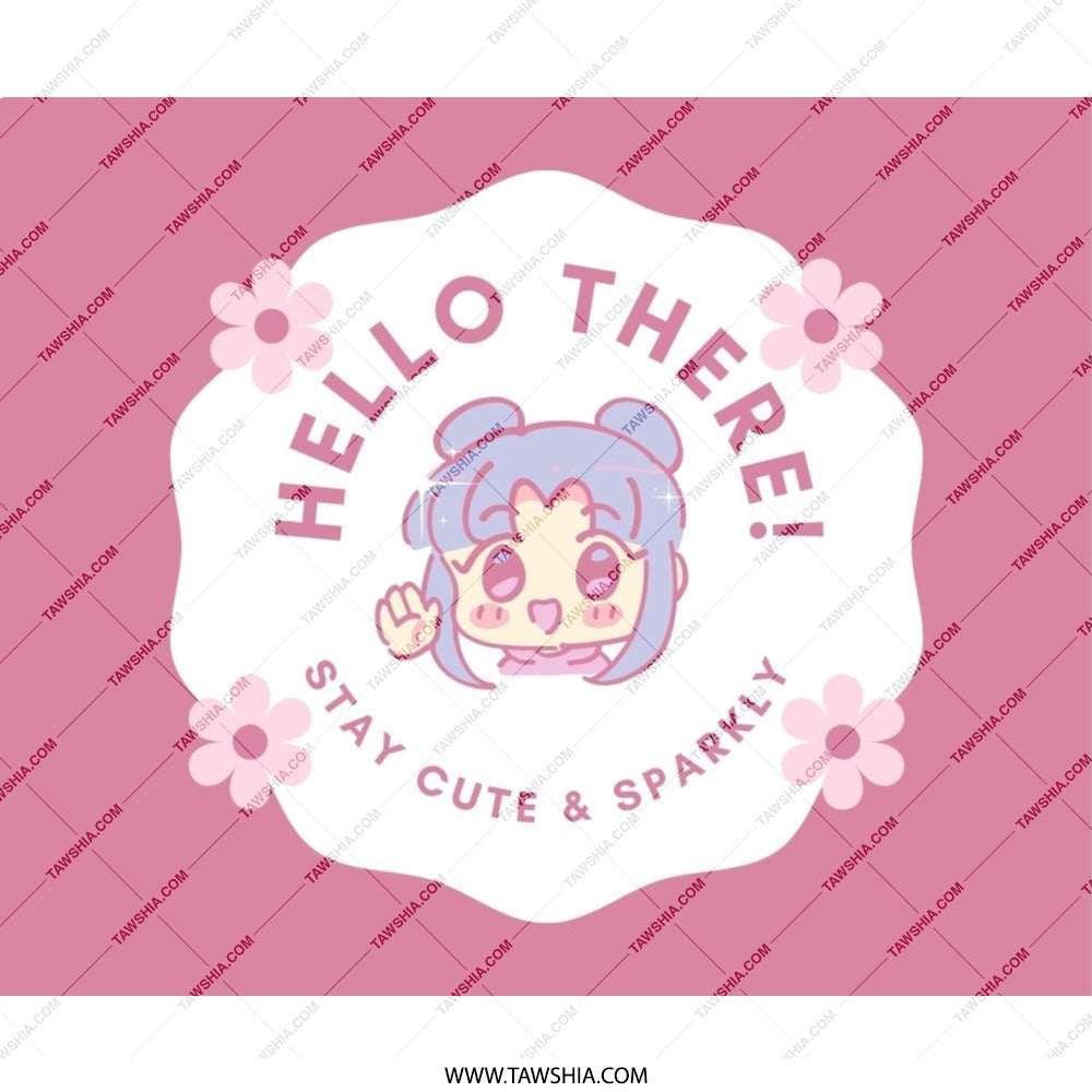 Kawaii Mouse Pad, Cute Anime Girl, Pastel Pink, Hello There, Stay Cute and Sparkly, Kawaii Aesthetic, Desk Decor, PC Gaming - Tawshia