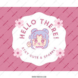 Kawaii Mouse Pad, Cute Anime Girl, Pastel Pink, Hello There, Stay Cute and Sparkly, Kawaii Aesthetic, Desk Decor, PC Gaming - Tawshia