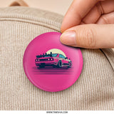 JDM Car Pinback Button, R32 Skyline, Vaporwave Aesthetic, Retro Japanese Car, Car Enthusiast Gift, Pink Car Button, Anime Car Button - Tawshia