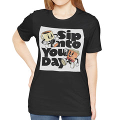 Sip Onto Your Day Black Graphic Tee product