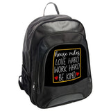 House Rules Backpack, Love Hard, Work Hard, Be Kind, Inspirational Bag, School Backpack, Gift for Student, Everyday Backpack - Tawshia