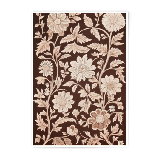 Floral Photographic Print, Brown Flowers Art, Vintage Botanical Decor, Flower Wall Art, Home Decor Print, Flower Pattern Art - Tawshia
