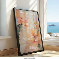 Floral Wall Art, Peach Blossom Decor, Modern Flower Painting, Elegant Home Decor, Botanical Print, Trending Now - Tawshia
