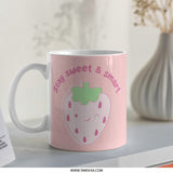 Cute Strawberry Mug, Stay Sweet, Coffee Mug, Smart Mug, Gift Mug, Kitchen Decor, Strawberry Gift, Kawaii Mug, Pink Mug, Foodie Mug - Tawshia