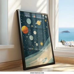Retro Planets Wall Art, Outer Space Print, Cosmic Artwork, Celestial Home Decor, Galaxy Wall Hanging, Astronomy Gift Idea - Tawshia
