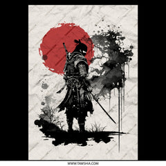 Samurai Warrior on Red Sun Artistic Poster product type