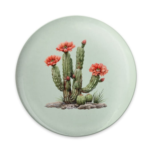 Flowering Cactus Pinback, Desert Bloom Button, Botanical Badge, Southwestern Style Pin, Succulent Jewelry, Plant Lover Gift, Nature Inspired - Tawshia