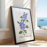 Dahlia Wall Art, Floral Print, Botanical Decor, Modern Flower Art, Purple Dahlia Print, Abstract Flower, Home Decor, Trendy Art, Flower Gift - Tawshia