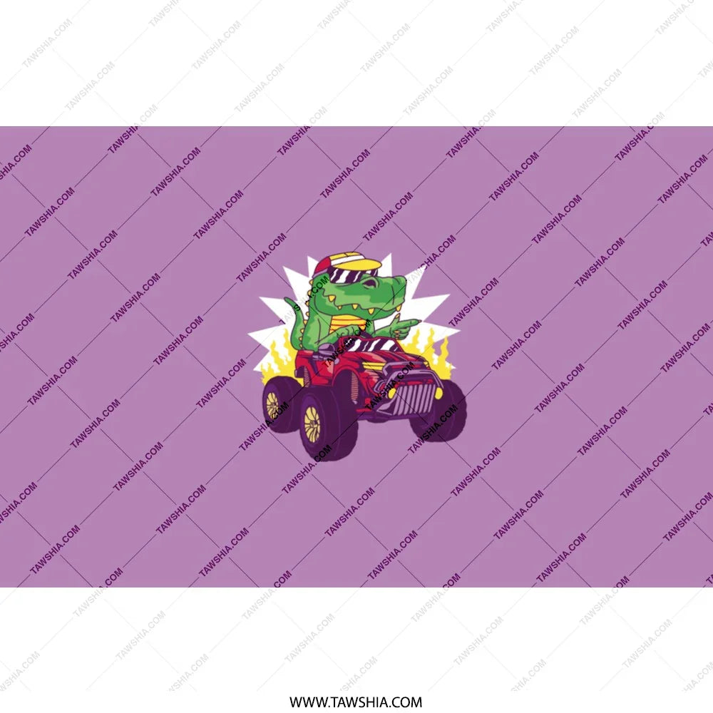 Fun Cartoon Alligator on Racing Car Wall Art product type