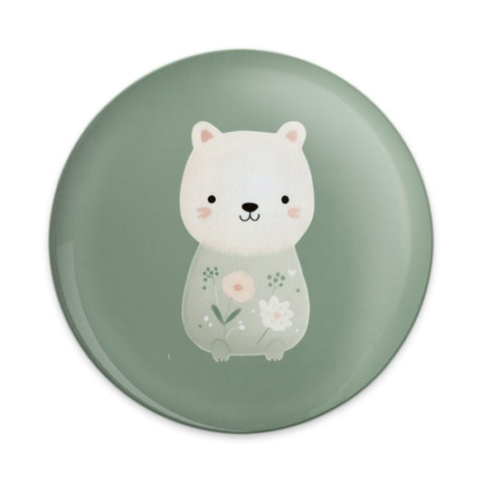 Cute Bear Pinback Button, Floral Bear Button, Animal Button, Pastel Button, Kawaii Pin Button, Trendy Badge, Aesthetic Pin, Gift for Friends - Tawshia