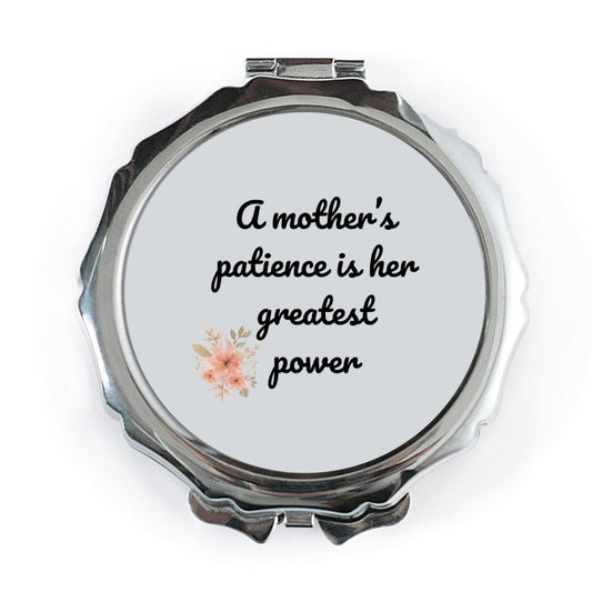 Mother's Patience Pocket Mirror, Floral Design, Mom Gift, Handbag Mirror, Makeup Mirror, Women's Gift, Inspirational Quote - Tawshia