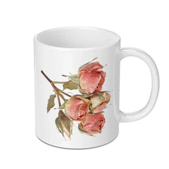 Floral Mug, Rose Buds, Botanical Print, Unique Coffee Mug, Flower Mug, Tea Mug, Gift for Her, Nature Lover Gift, Vintage Style Mug - Tawshia