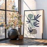 Botanical Wall Art, Abstract Plant Print, Minimalist Decor, Modern Art, Home Decor, Housewarming Gift, Wall Decor, Framed Art - Tawshia