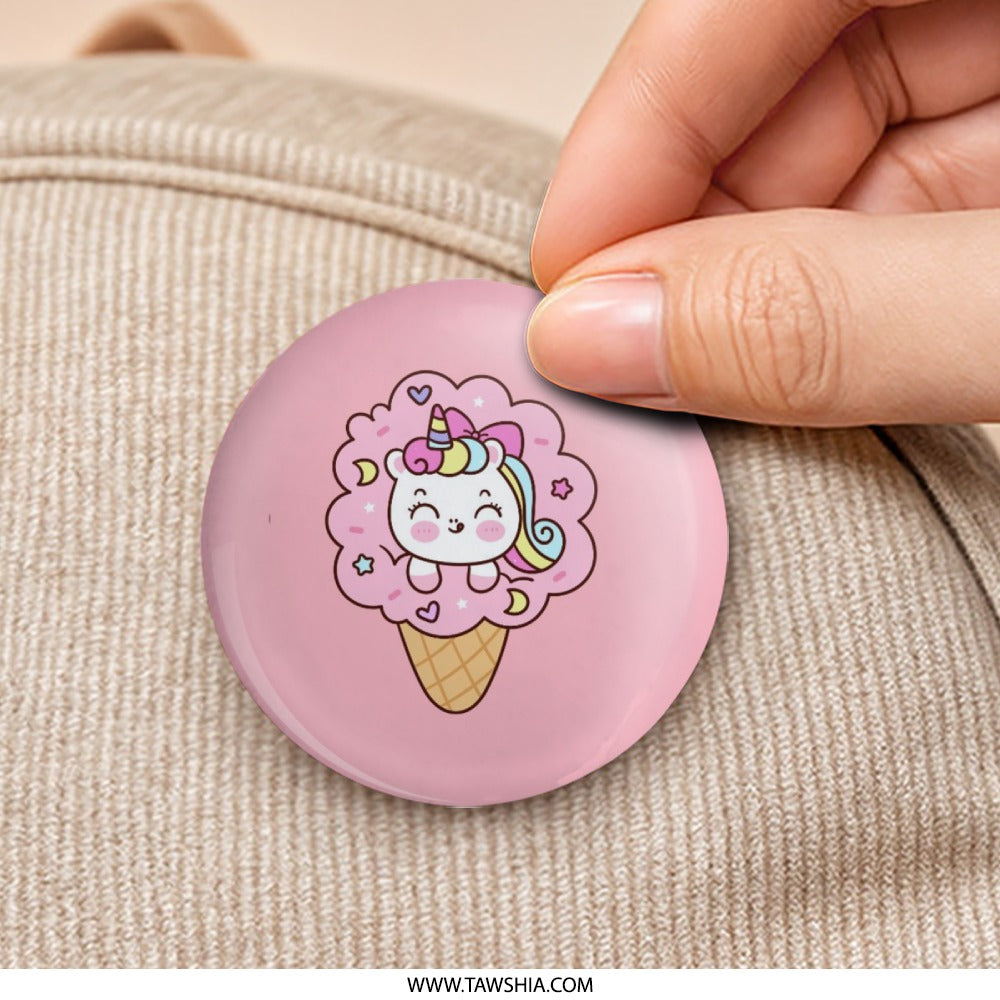 Cute Unicorn Ice Cream Pinback Button, Kawaii Style Button, Pastel Unicorn Badge, Fun Unicorn Pin, Unique Lapel Pin, Gift for Unicorn Lovers - Tawshia