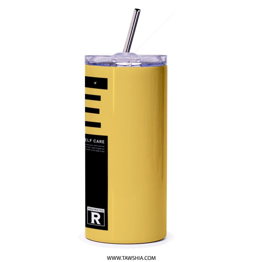 Self Care Yellow Tumbler with Straw Drinkware product type