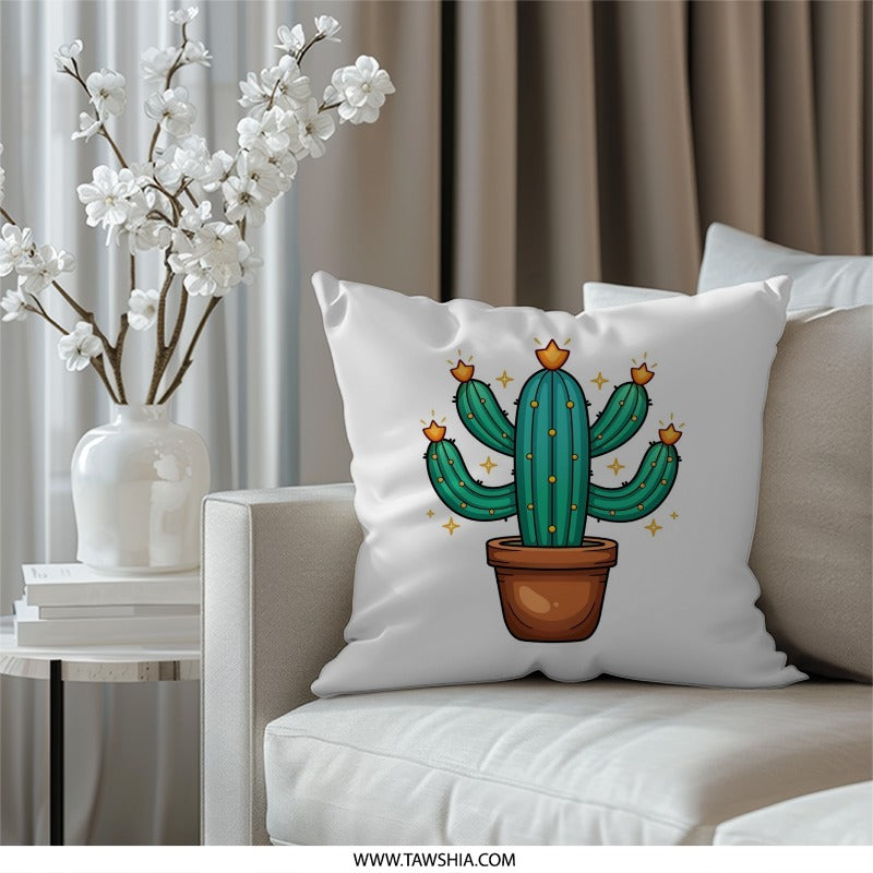 Cactus Pillow, Desert Plant Decor, Southwestern Home, Cute Potted Cacti, Succulent Art, Floral Throw Pillow, Housewarming Gift, Southwestern - Tawshia