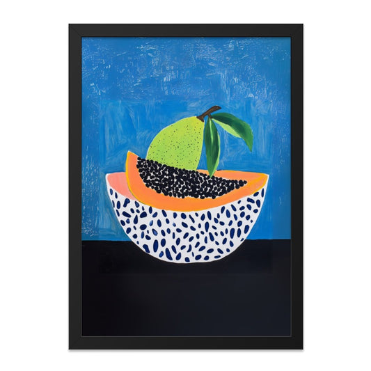 Fruit Still Life Wall Art, Modern Kitchen Decor, Papaya Guava Art Print, Colorful Food Poster, Home Decor, Tropical Fruit Illustration - Tawshia
