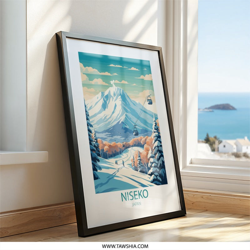 Niseko Japan Wall Art, Ski Resort Print, Japanese Winter Landscape Poster, Mountain Scenery Home Decor, Modern Travel Art - Tawshia