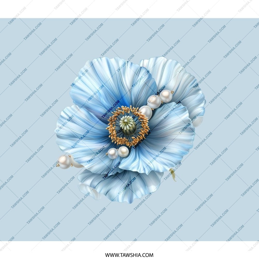 Blue Poppy Flower Backpack, Floral Back Pack, Pearl Flower Backpack, Stylish Backpack, Unique Backpack, Women Backpack, School Backpack - Tawshia