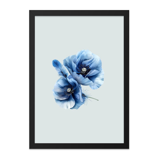 Blue Poppy Wall Art, Floral Print, Flower Wall Decor, Botanical Art, Modern Home Decor, Minimalist Art, Elegant Gift - Tawshia