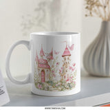 Princess Castle Mug, Watercolor Butterfly Coffee Cup, Fairy Tale Gift, Cute Home Decor, Fantasy Art Mug - Tawshia