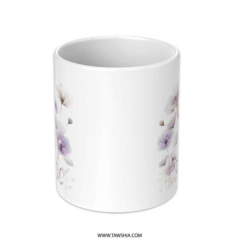 Floral Mug, Purple Poppy Mug, Flower Mug, Botanical Mug, Watercolor Floral Mug, Coffee Mug, Tea Mug, Gift Idea - Tawshia