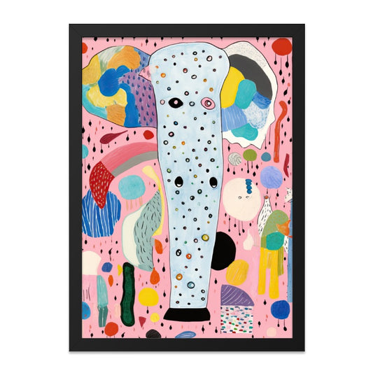 Abstract Elephant Wall Art, Colorful Whimsical Art Print, Quirky Nursery Decor, Playful Animal Illustration, Unique Wall Decor - Tawshia