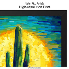 Desert Cactus Wall Art, Southwest Decor, Orange Flower Art, Prickly Pear Cactus Print, Desert Landscape Painting, Modern Wall Decor - Tawshia