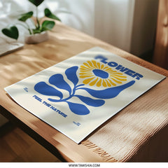 Flower Photographic Print, Floral Wall Art, Blue and Gold Flower, Nature Print, Modern Art Print, Home Decor, Flower Art Print - Tawshia