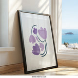 Abstract Floral Wall Art, Purple Flower Print, Minimalist Wall Decor, Botanical Art Print, Modern Home Decor - Tawshia